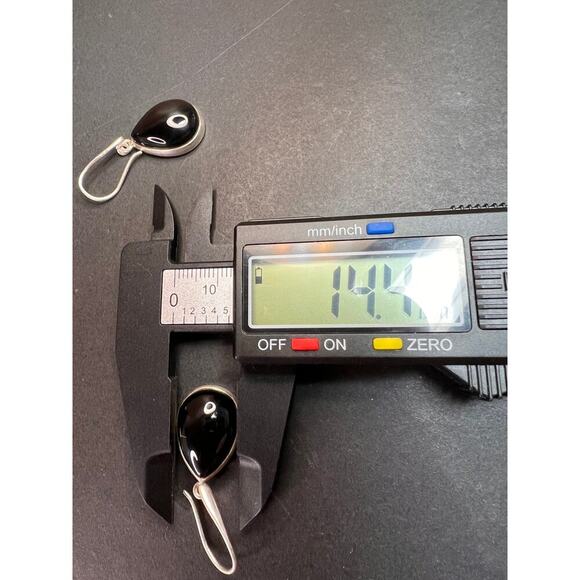 NEW Black onyx sterling silver teardrop earrings 8.12 grams - Picture 8 of 11